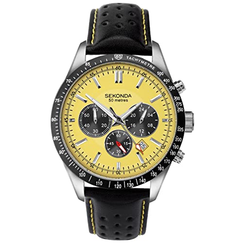 Sekonda Unisex-Erwachsene Chronograph Quarzuhr mit Lederband 1395.27 von SEKONDA