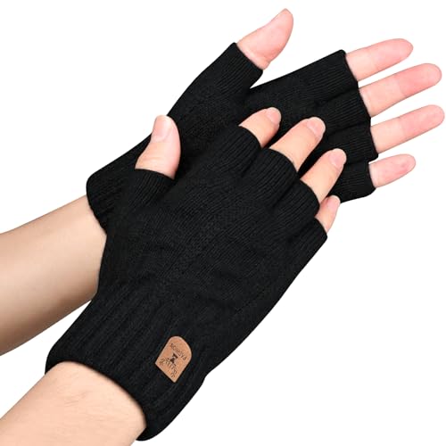 SELBATON Fingerlose Handschuhe für Herren Damen, Handschuhe ohne Finger Winter Warme Strickhandschuhe Arbeits Autofahren Radfahren Sport von SELBATON