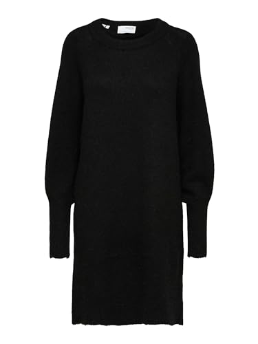 SELECTED FEMME Damen Slflulu Ls Knit Dress O-neck B, Schwarz, M von SELECTED FEMME