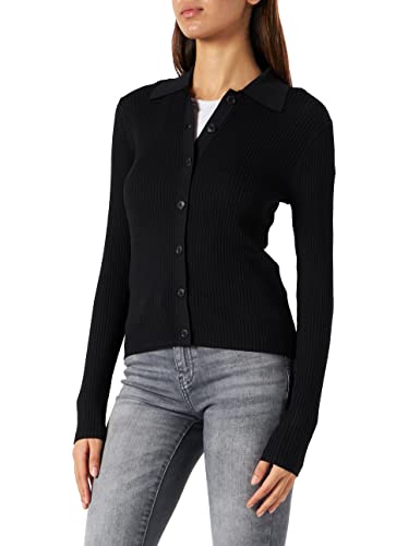 SELECTED FEMME BLACK Damen Slfally Ls Knit Cardigan Poloneck B Noos Strickjacke, Schwarz, XS EU von SELECTED FEMME BLACK