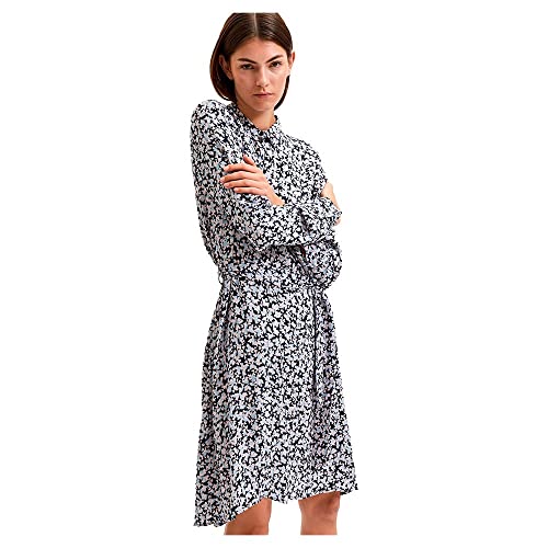 SELECTED FEMME Damen Slffiola Ls Aop Shirt Dress Noos, Dark Sapphire/Aop:big Flowers, 38 von SELECTED FEMME