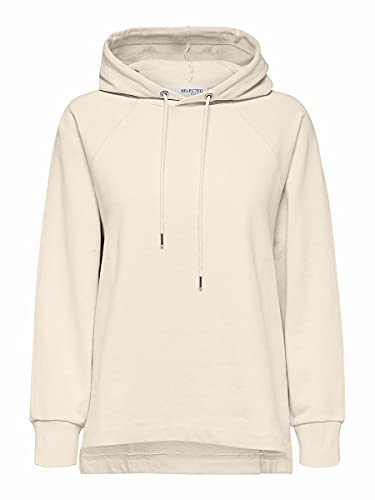 Damen Selected Kapuzen Pullover | Long Hoodie SLFSTASIE | Legerer Basic Sweatshirt Jumper, Farben:Creme, Größe:XL von SELECTED FEMME