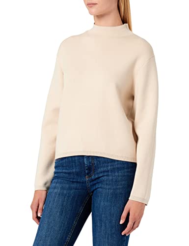 Damen Selected Langarm Strickpullover | Hoher Rundhals Knitted Sweater | Weicher Basic Jumper SLFMERLE, Farben:Beige, Größe:XL von SELECTED FEMME