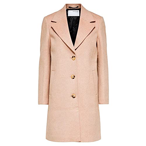 SELECTED FEMME BLACK Damen SLFNEW SASJA Wool Coat B Mantel, Beige/Pattern:Melange, 38 von SELECTED FEMME