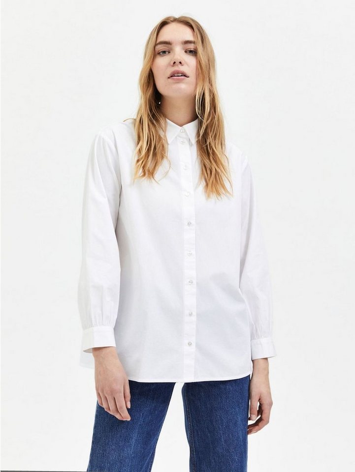 SELECTED FEMME Blusenshirt Basic Langarm Hemd Bluse aus Baumwolle SLFREKA (1-tlg) 4185 in Weiß von SELECTED FEMME