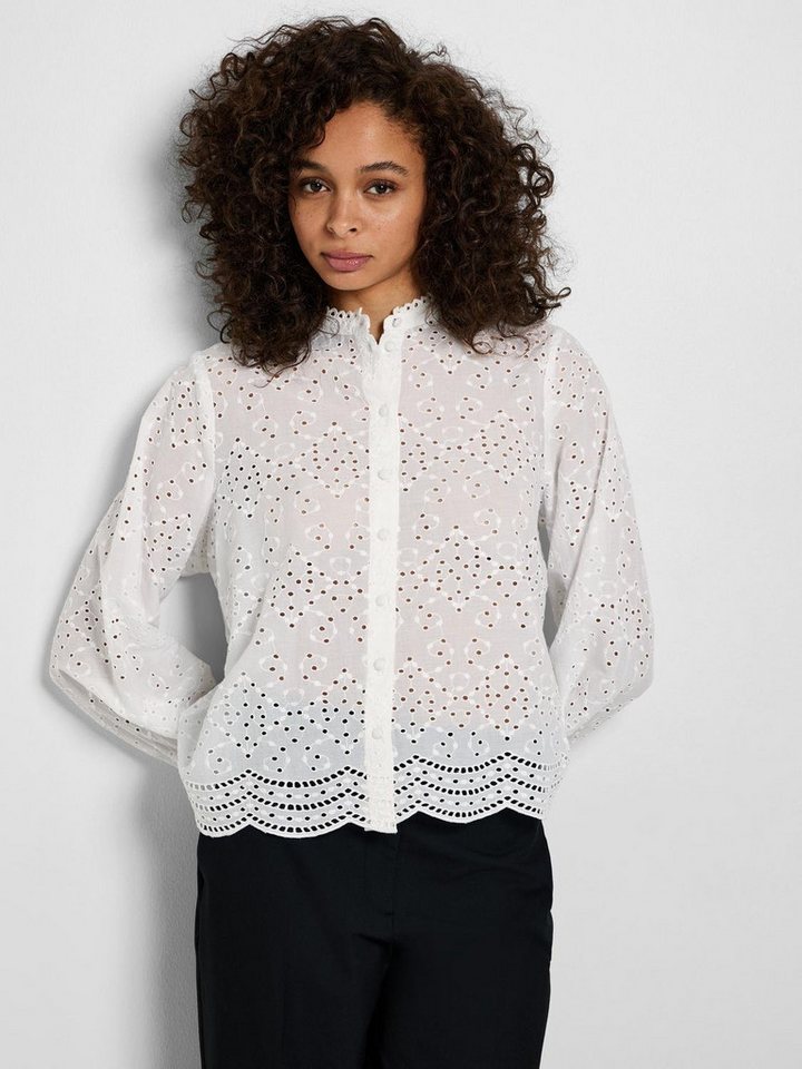SELECTED FEMME Blusenshirt Fein mit Lochstickerei Design Muschelsaum SLFTATIANA L/S EMBR SHIRT NOOS von SELECTED FEMME