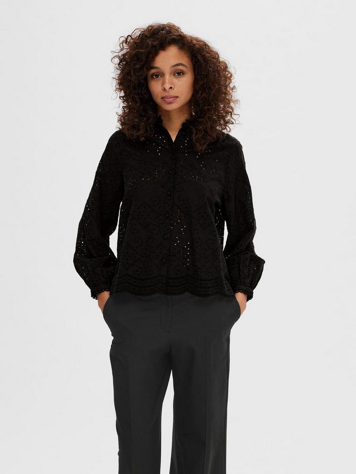 SELECTED FEMME Blusenshirt Fein mit Lochstickerei Design Muschelsaum SLFTATIANA L/S EMBR SHIRT NOOS von SELECTED FEMME