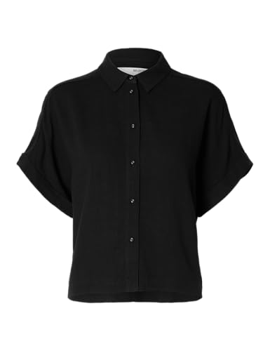 SELECTED FEMME Damen Bluse elegant Knopfleiste Hemdkragen Kurzarm gerader Saum, Farben:Schwarz-3, Größe:36 SELECTED FEMME Damen Bluse elegant Knopfleiste Hemdkragen Kurzarm gerader Saum, Farben:Schwarz-3, Größe:36 von SELECTED FEMME