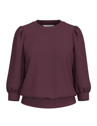 SELECTED FEMME Damen Bluse locker geschnitten Rundhalsausschnitt 3/4 Puffärmel modisch, Farben:Bordeaux, Größe:L von SELECTED FEMME