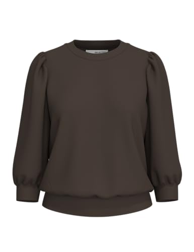 SELECTED FEMME Damen Bluse locker geschnitten Rundhalsausschnitt 3/4 Puffärmel modisch, Farben:Braun, Größe:M von SELECTED FEMME