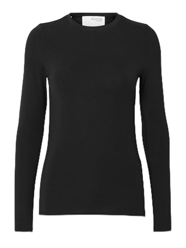 SELECTED FEMME Damen Langarmshirt Slim Fit Rundhals Basic Komfort Stilvoll, Farben:Schwarz, Größe:XL von SELECTED FEMME