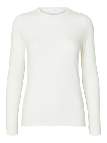 SELECTED FEMME Damen Langarmshirt Slim Fit Rundhals Basic Komfort Stilvoll, Farben:Weiß, Größe:XS von SELECTED FEMME
