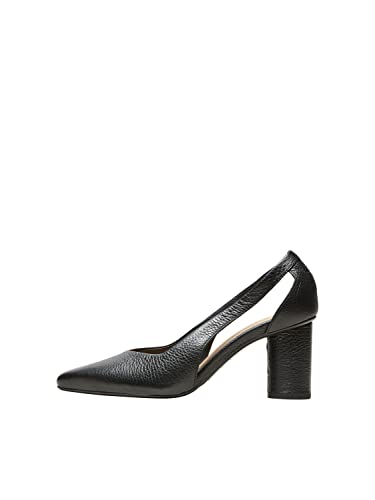 SELECTED FEMME Damen SLFALEX Open Leather Round HIGH Heel B Pumps, Schwarz (Black Black) von SELECTED FEMME