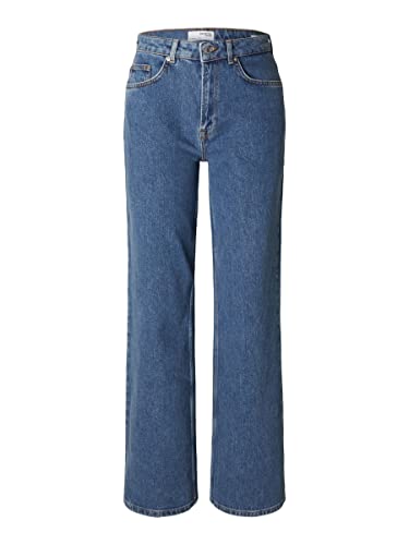 SELECTED FEMME Damen SLFALICE HW WIDE LONG MID BLU JEANS NOOS, Medium Blue Denim, 29W / 32L EU von SELECTED FEMME