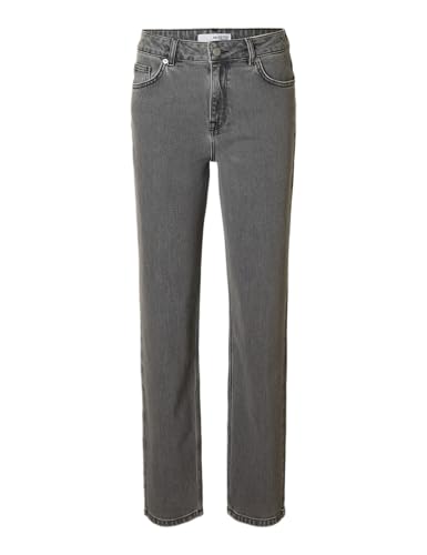 SELECTED FEMME Damen SLFALICE MW Straight Eloise JEA NOO Jeans, Light Grey Denim, 28W x 32L von SELECTED FEMME