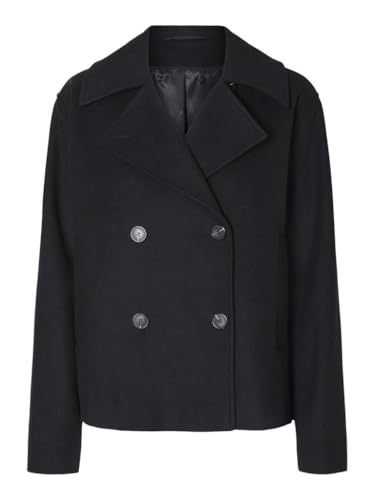 SELECTED FEMME Damen SLFALMA Short Wool Jacket NOOS Jacke, Black, 36 SELECTED FEMME Damen SLFALMA Short Wool Jacket NOOS Jacke, Black, 36 von SELECTED FEMME
