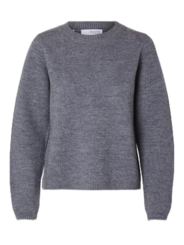 SELECTED FEMME Damen SLFANA LS Knit O-Neck NOOS Strickpullover, Medium Grey Melange, Large SELECTED FEMME Damen SLFANA LS Knit O-Neck NOOS Strickpullover, Medium Grey Melange, Large von SELECTED FEMME