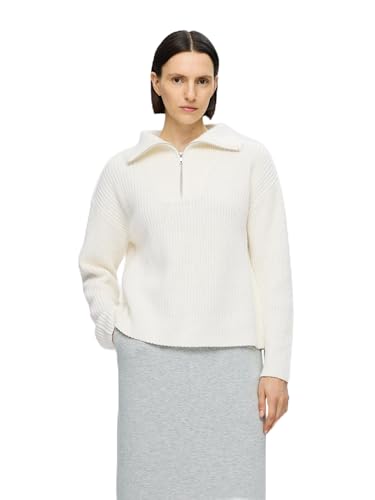 SELECTED FEMME Damen SLFBLOOMIE LS Knit Half Zip NOOS Strickpullover, Snow White, S von SELECTED FEMME