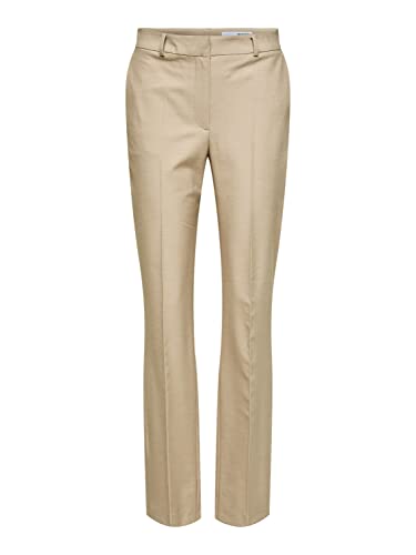 SELECTED FEMME Damen SLFELIANA MW Straight Pant B NOOS Hose, Nomad/Detail:Melange, 40/32 von SELECTED FEMME