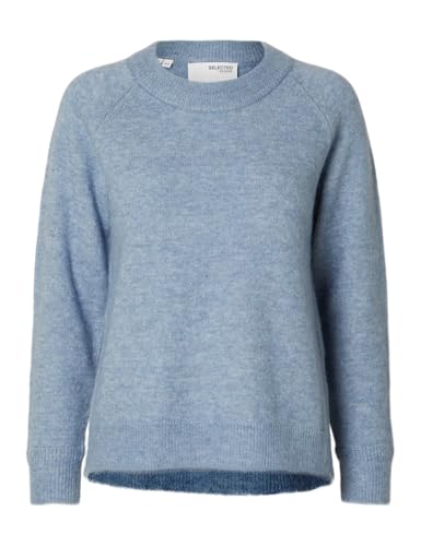 SELECTED FEMME Damen SLFLULU LS Knit O-Neck B NOOS Strickpullover, Endless Sky/Detail:Melange, Large von SELECTED FEMME