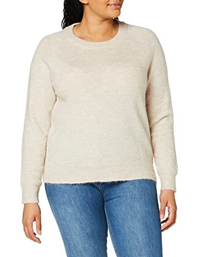 Damen Selected Rundhals Strickpullover Lockerer Feinstrick Wollpullover SLFLULU Sweater, Farben:Beige-2, Größe:M von SELECTED FEMME