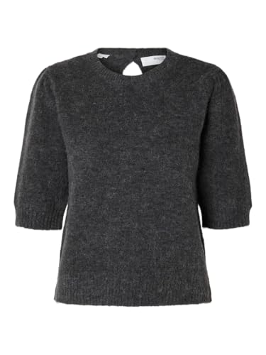 SELECTED FEMME Damen SLFLULU SS Open Back Knit O-Neck NOOS Strickpullover, Volcanic Ash/Detail:Melange, XL von SELECTED FEMME
