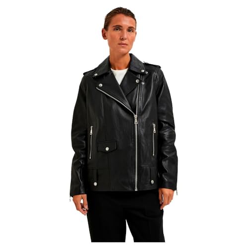 SELECTED FEMME Damen SLFMADISON Leather Jacket B NOOS Jacke, Black, 34 von SELECTED FEMME