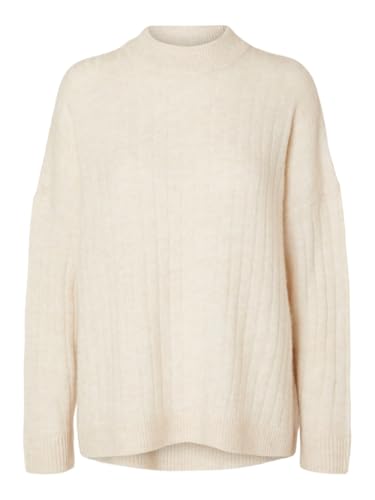 SELECTED FEMME Damen SLFMALINE LS Knit HIGH Neck NOOS Strickpullover, Birch/Detail:Melange, XL von SELECTED FEMME