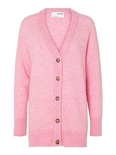 SELECTED FEMME Damen SLFMALINE LS Knit Long Cardigan NOOS Strickjacke, Moonlite Mauve/Detail:Melange, Large von SELECTED FEMME