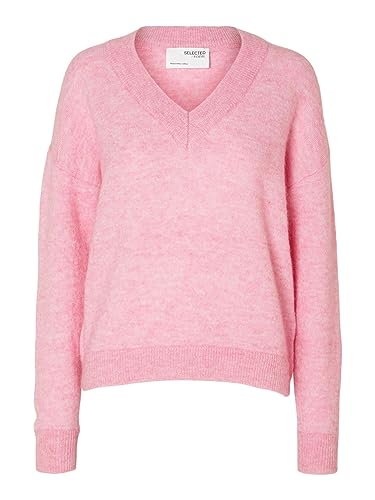 SELECTED FEMME Damen SLFMALINE LS Knit V-Neck NOOS Strickpullover, Moonlite Mauve/Detail:Melange, Medium von SELECTED FEMME