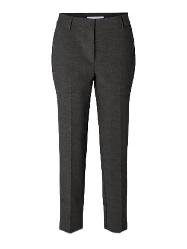 SELECTED FEMME Damen SLFRITA-RIA MW Crop Pant DGM NOOS Hose, Dark Grey Melange/Detail:Melange, 38 von SELECTED FEMME