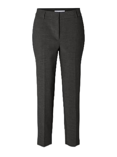 SELECTED FEMME Damen SLFRITA-RIA MW Crop Pant DGM NOOS Hose, Dark Grey Melange/Detail:Melange, 42 von SELECTED FEMME