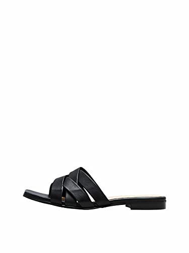 SELECTED FEMME Damen Slfashley Braided Leather Slider Sandale mit Absatz, Schwarz, 37 EU von SELECTED FEMME