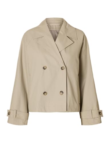 SELECTED FEMME Damen Slfcilo Short Trenchcoat Noos, Island Fossil, Numeric_40 von SELECTED FEMME