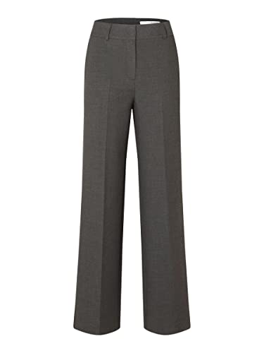 SELECTED FEMME Damen Slfrita Mw Wide Pant Dgm N Noos, Dark Grey Melange, 42W / 30L von SELECTED FEMME