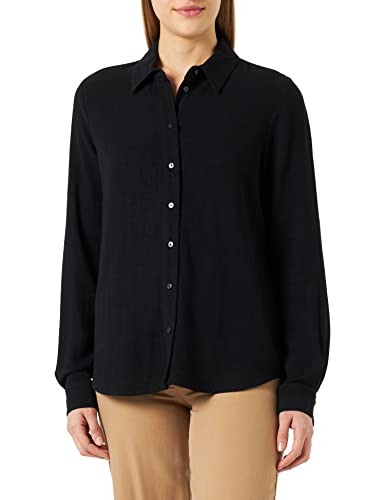SELECTED Damen Hemd Bluse Legere Sommer Tunika Canvas Shirt Langarm Oberteil, Farben:Schwarz-2, Größe:36 von SELECTED