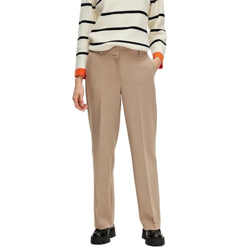 SELECTED FEMME Damen Slfrita Mw Wide Pant Camel Mlg N Noos, Camel/Detail:melange, 36W / 32L von SELECTED FEMME