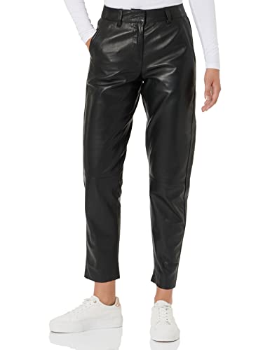 SELECTED FEMME Women's SLFMARIE MW Leather Pants W NOOS Hose, Schwarz, 36 von SELECTED FEMME