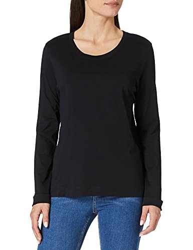 Selected Damen Basic Langarm Shirt | Dünner Longsleeve Pullover | SLFSTANDARD Baumwolle Sweatshirt, Farben:Schwarz, Größe:L von EGOMAXX
