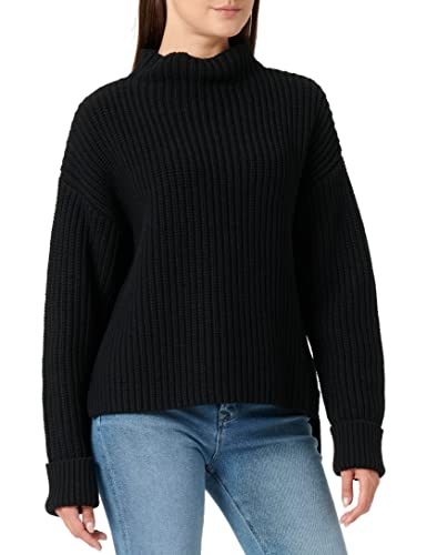 Damen Selected Rollkragen Strickpullover | Hoher Rundhals Knitted Sweater | Langarm mit Schlitzen SLFSELMA, Farben:Schwarz, Größe:34 von SELECTED FEMME