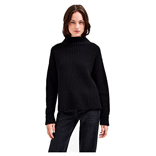 Damen Selected Rollkragen Strickpullover | Hoher Rundhals Knitted Sweater | Langarm mit Schlitzen SLFSELMA, Farben:Schwarz, Größe:34 von SELECTED FEMME