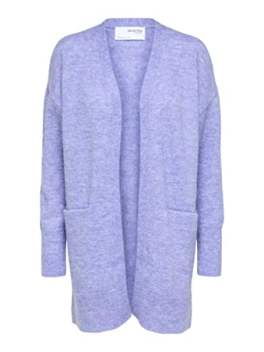 Damen Selected Lange Strickjacke mit Taschen | Open Stretch Casual Cardigan | Knitted Coat SLFLULU, Farben:Lavendel, Größe:S von SELECTED FEMME