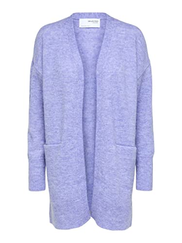 Damen Selected Lange Strickjacke mit Taschen | Open Stretch Casual Cardigan | Knitted Coat SLFLULU, Farben:Lavendel, Größe:XS von SELECTED FEMME