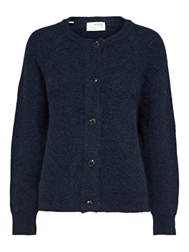 SELECTED FEMME Damen Slflulu Ls Knit Short Cardigan B Noos Strickjacke, Dark Sapphire, XS EU von SELECTED FEMME