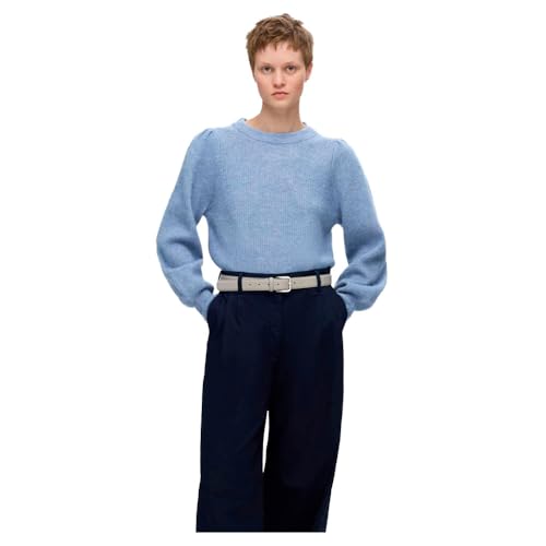 SELECTED FEMME Damen SLFLULU LS Knit Rib O-Neck NOOS Strickpullover, Endless Sky/Detail:Melange, M von SELECTED FEMME
