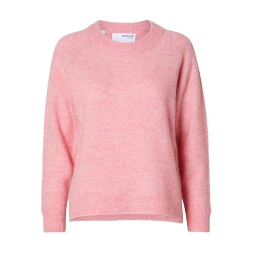SELECTED FEMME Damen SLFLULU LS Knit O-Neck B NOOS Strickpullover, Peony/Detail:Melange, S von SELECTED FEMME