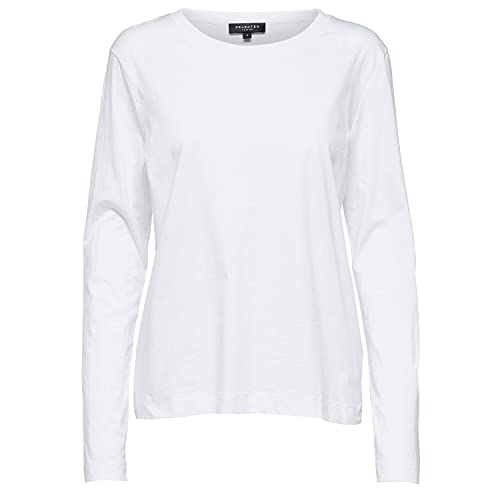 Selected Damen Basic Langarm Shirt | Dünner Longsleeve Pullover | SLFSTANDARD Baumwolle Sweatshirt, Farben:Weiß, Größe:S von EGOMAXX