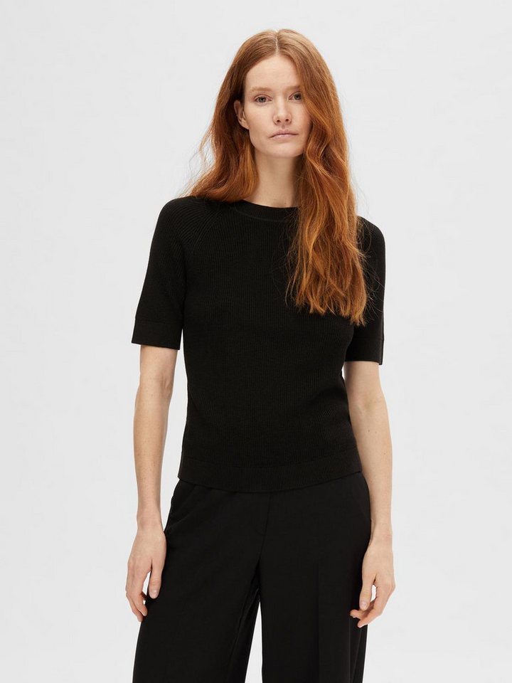 SELECTED FEMME Longpullover Strickpullover mit Rundhalsausschnitt und halblangen Ärmeln SLFELINNA NEW SS KNIT TOP NOOS von SELECTED FEMME