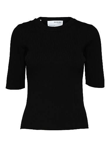 SELECTED FEMME Damen Slfmala 2/4 Knit O-Neck Noos Pullover, Schwarz, XL EU von SELECTED FEMME