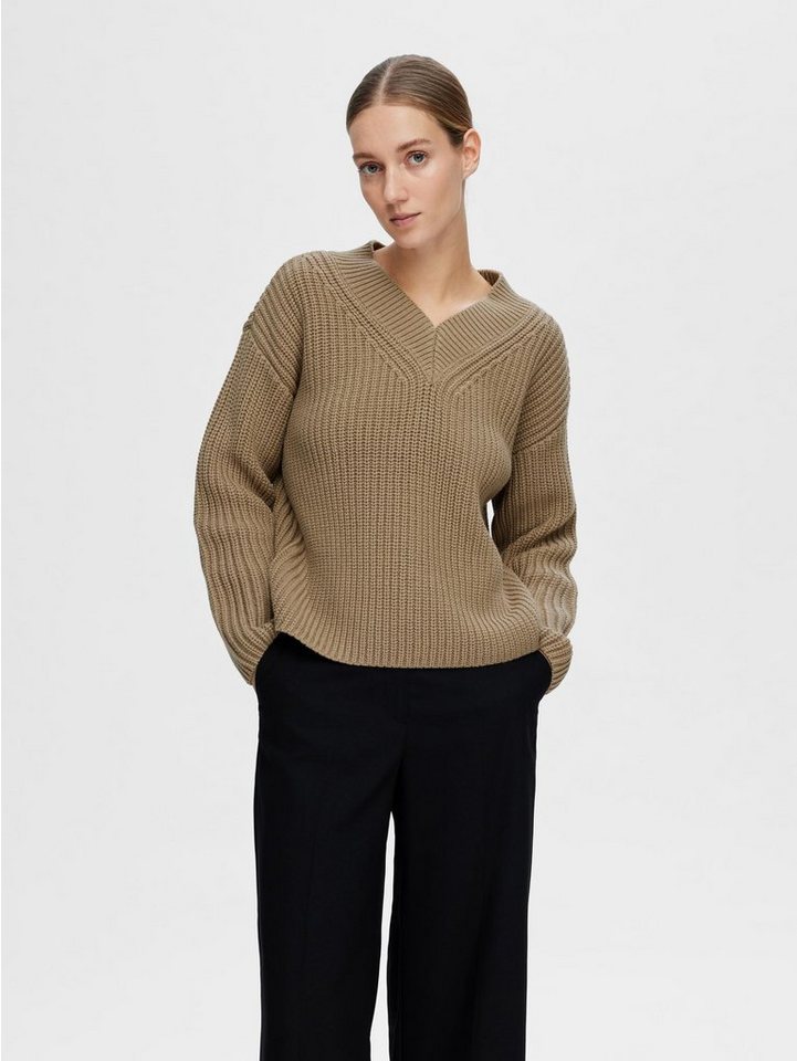 SELECTED FEMME Strickpullover Eleganter Grobstrick Lockerer Struktur SLFSELMA SLFSELMA LS KNIT V-NECK NOOS von SELECTED FEMME
